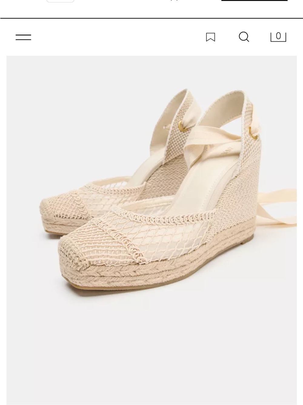 EUC Zara Woven Espadrille Wedge Sandals - Off-White, EURO 40/9.5 US